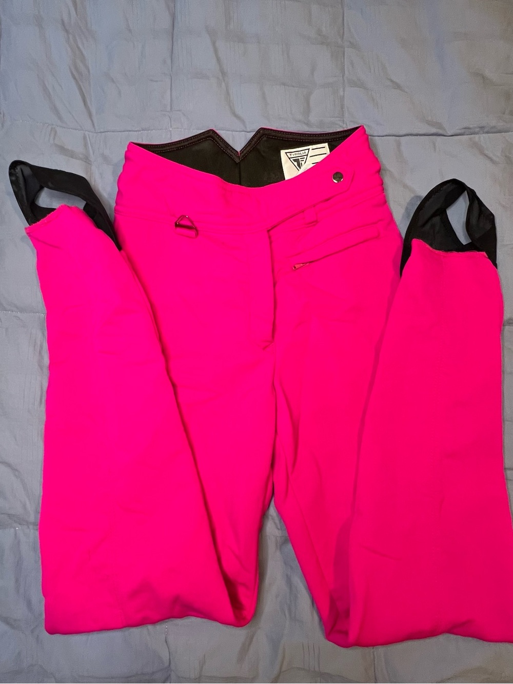 Vintage Tyrolia Women's Hot Pink Ski Pants with Boot Gaiters
